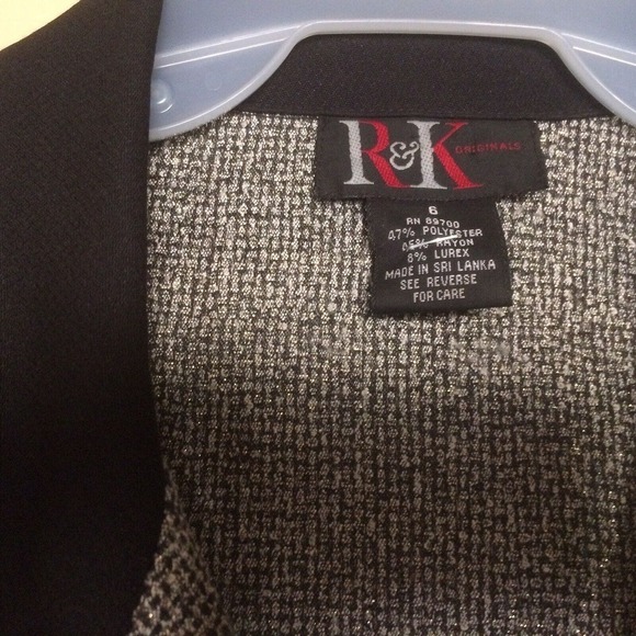 R&K Originals Blazer Sz6 Tweedy Gray Four Button Contrast Collar Fitted Pre-Owne - Picture 10 of 11